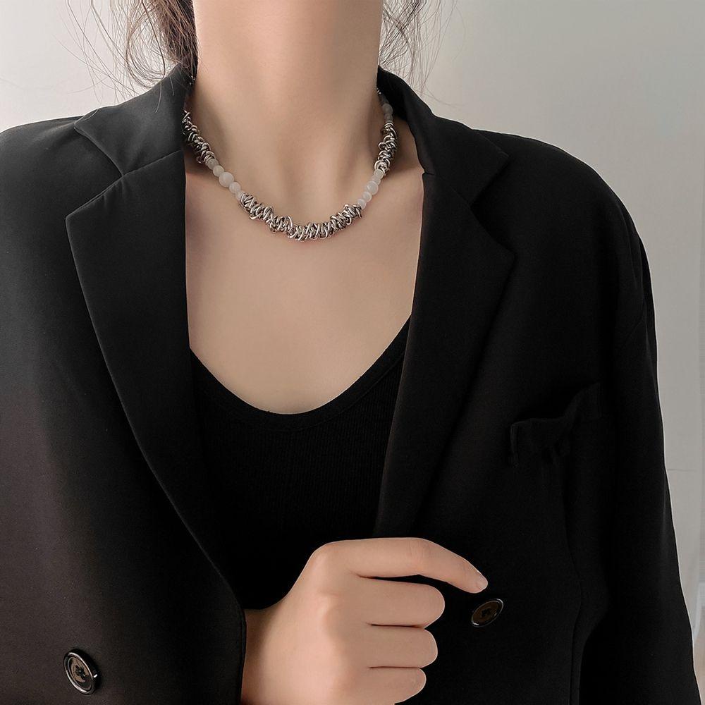 AROMA Vòng cổ Thép Titan Mặt Hình Học Phong Cách Hip Hop Hàn Quốc Thời Trang Cho Cặp Đôi