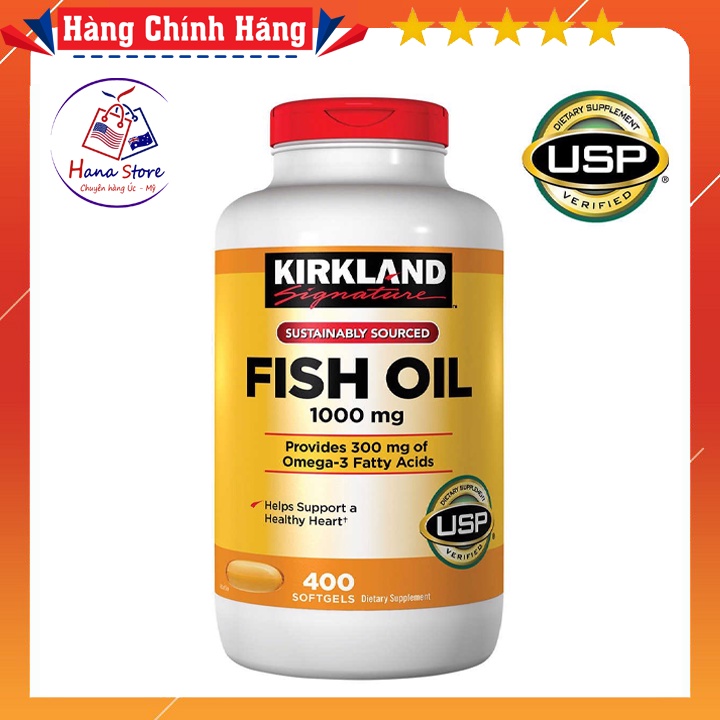 Viên Dầu cá Kirkland Signature Fish Oil 1000mg - Hộp 400 viên