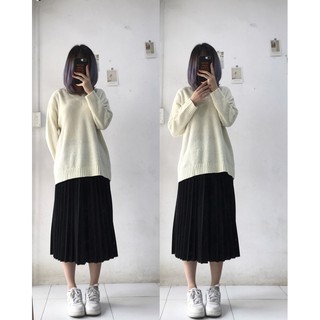 Chân váy dập li dáng dài