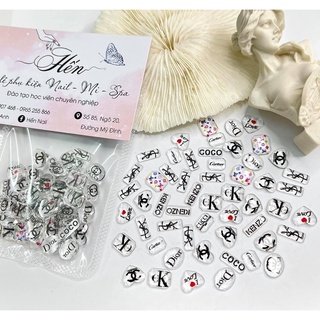 Set 50 viên charm đá chữ thương hiệu nail - phụ kiện trang trí móng