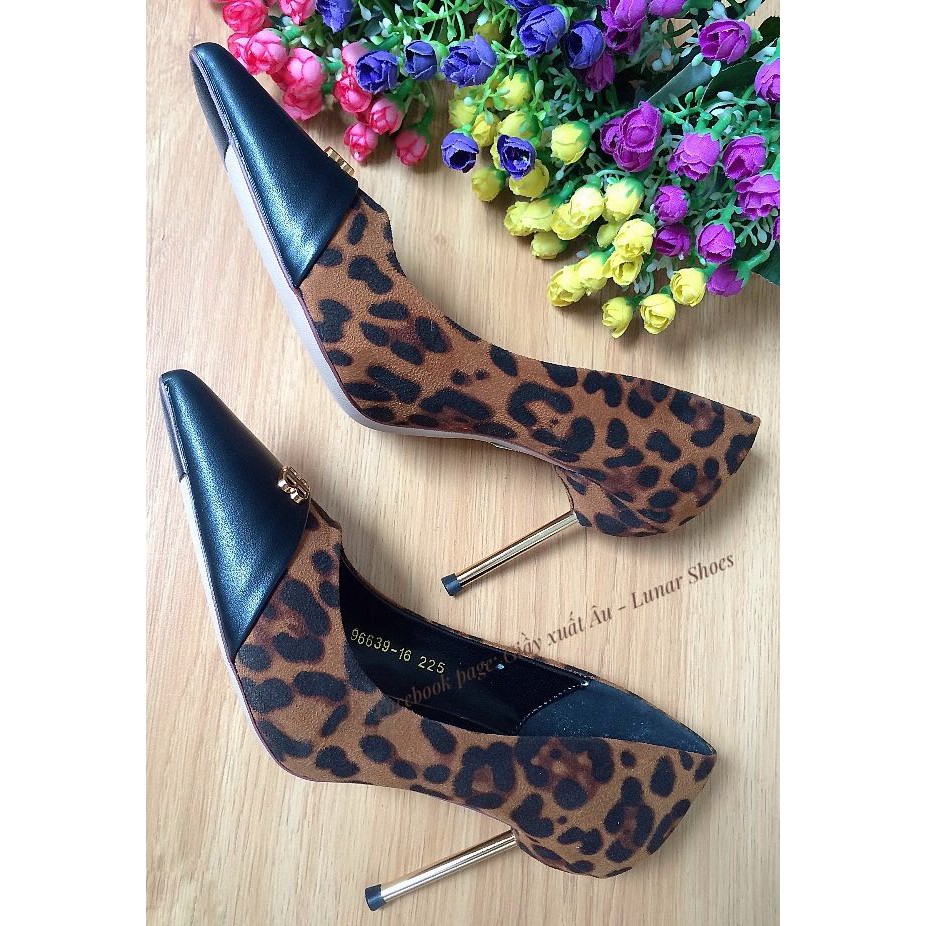 SALE G14 Giầy cao gót họa tiết da báo/ da beo