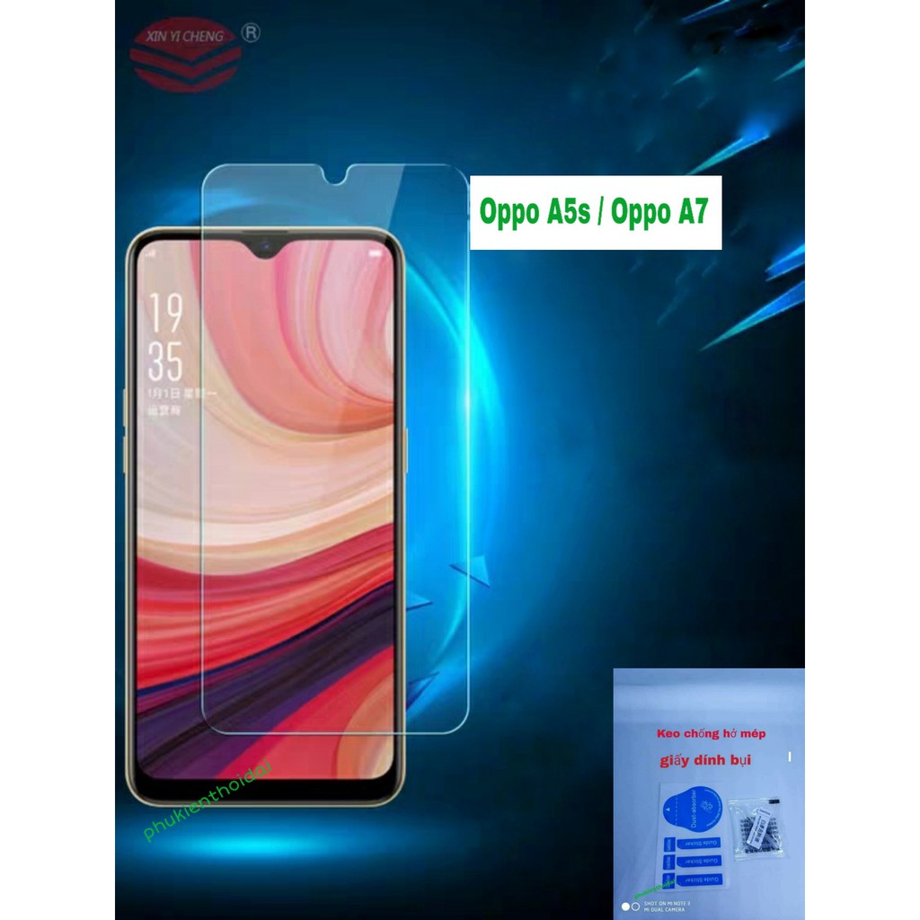 Cường lực Oppo A5s / Oppo A7 / A12  trong suốt loại tốt 9H / 2.5D ( tặng keo mép )