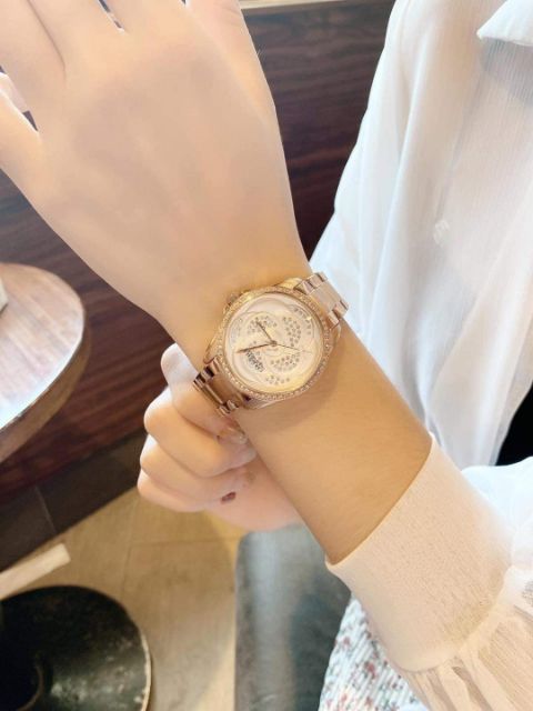 Đồng hồ nữ Caravelle 44L233 Crystal Dây kim loại rosegold size 36mm