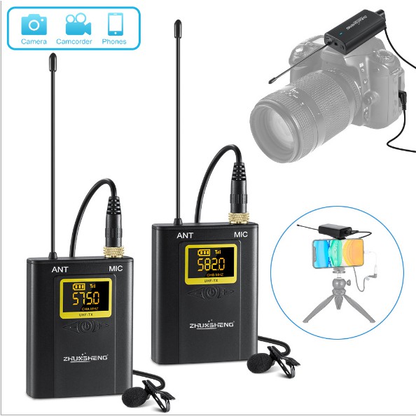 Microphone thu âm không dây dành cho điện thoại,máy ảnh,action camera