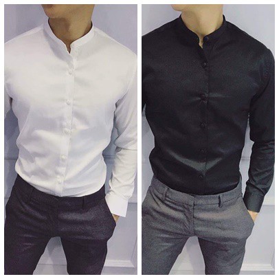 Áo sơ mi nam cổ tàu bền đẹp màu trắng Cam Kết Giống Hình (Cam kết giống hình) | BigBuy360 - bigbuy360.vn