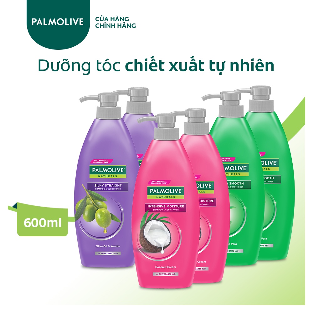Bộ 2 Dầu gội Palmolive kèm dầu xả 2in1 chiết xuất thiên nhiên 600ml