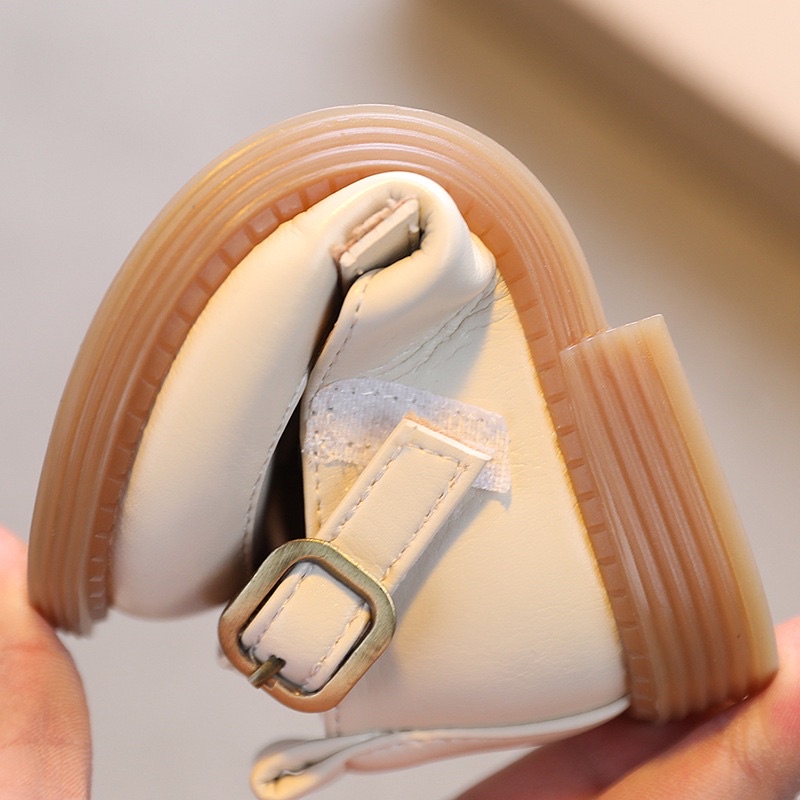 Giày búp bê bé gái kiểu dáng vintage hai khoá đế dẻo chống trơn trượt