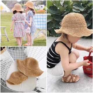 Mũ cói tiểu thư phong cách hàn quốc cho bé 1-7 tuổi