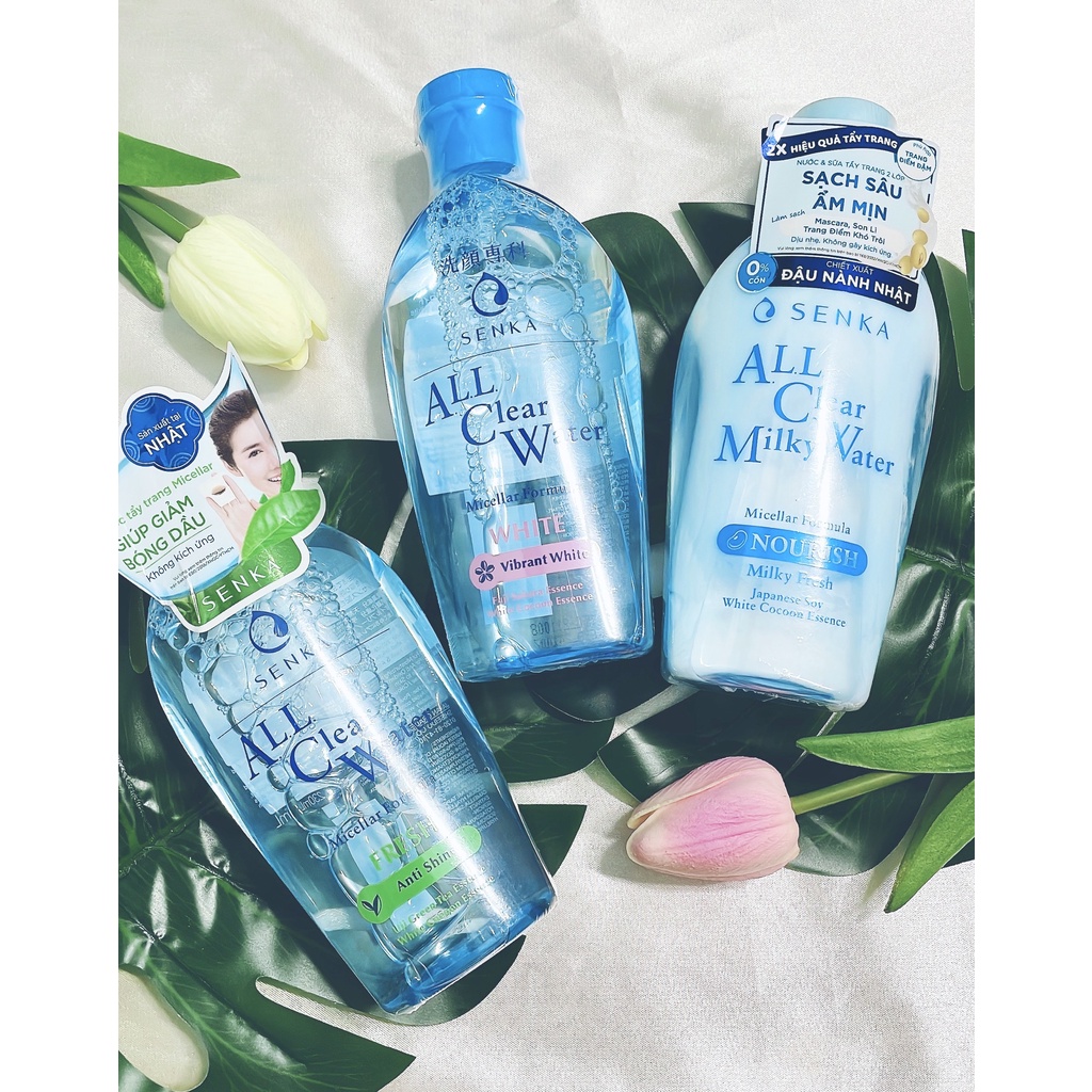 Nước Tẩy Trang Senka Dưỡng Ẩm Trắng Da Micellar Water - Chăm Sóc Da Dưỡng Trắng Giảm Mụn Kiểm Soát Nhờn Nhật Bản Dezy