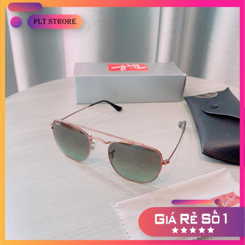 Kính mát Rayban RB3557 9002A6 (51-20-140mm) gọng đồng, mắt xanh nâu Full Box ⚜️Hàng Authentic⚜️