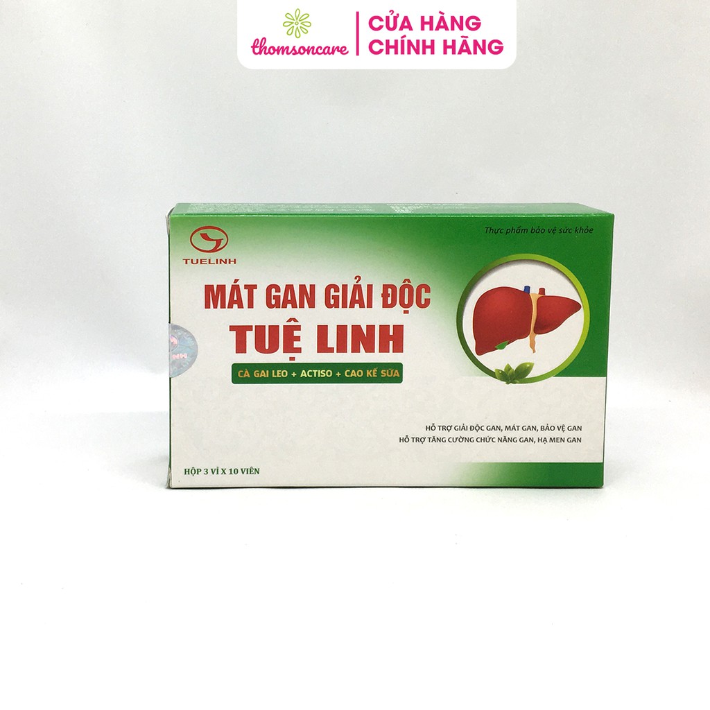 Viên uống mát gan tiêu độc Tuệ Linh hộp 30 viên giảm mẩn ngứa mề đay men gan tăng làm chậm phát triển xơ gan