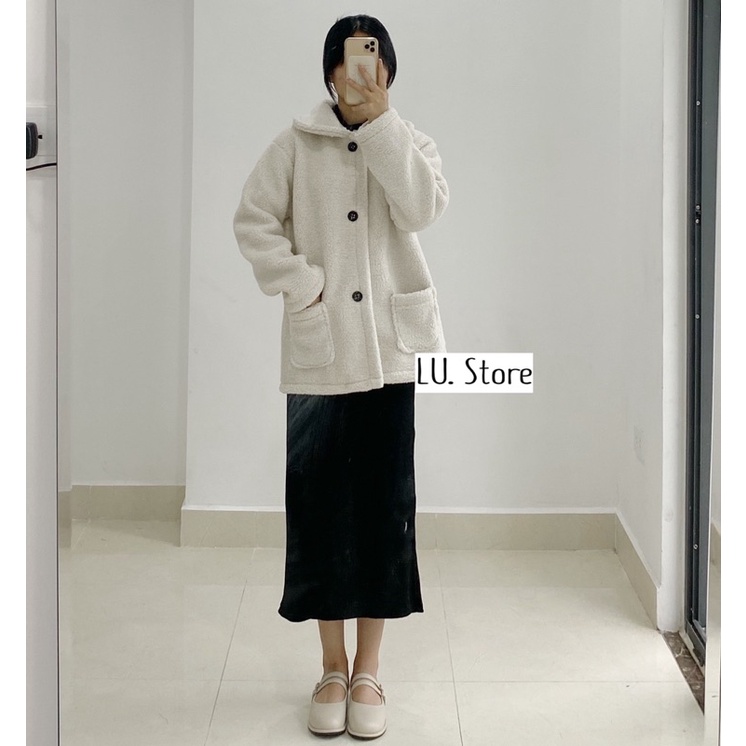 Set áo Khoác Lông cừu - Váy thun tăm dài Freesize Hàng Quảng Châu ,ẢNH THẬT LU CHỤP _ HÀNG CÓ SẴN