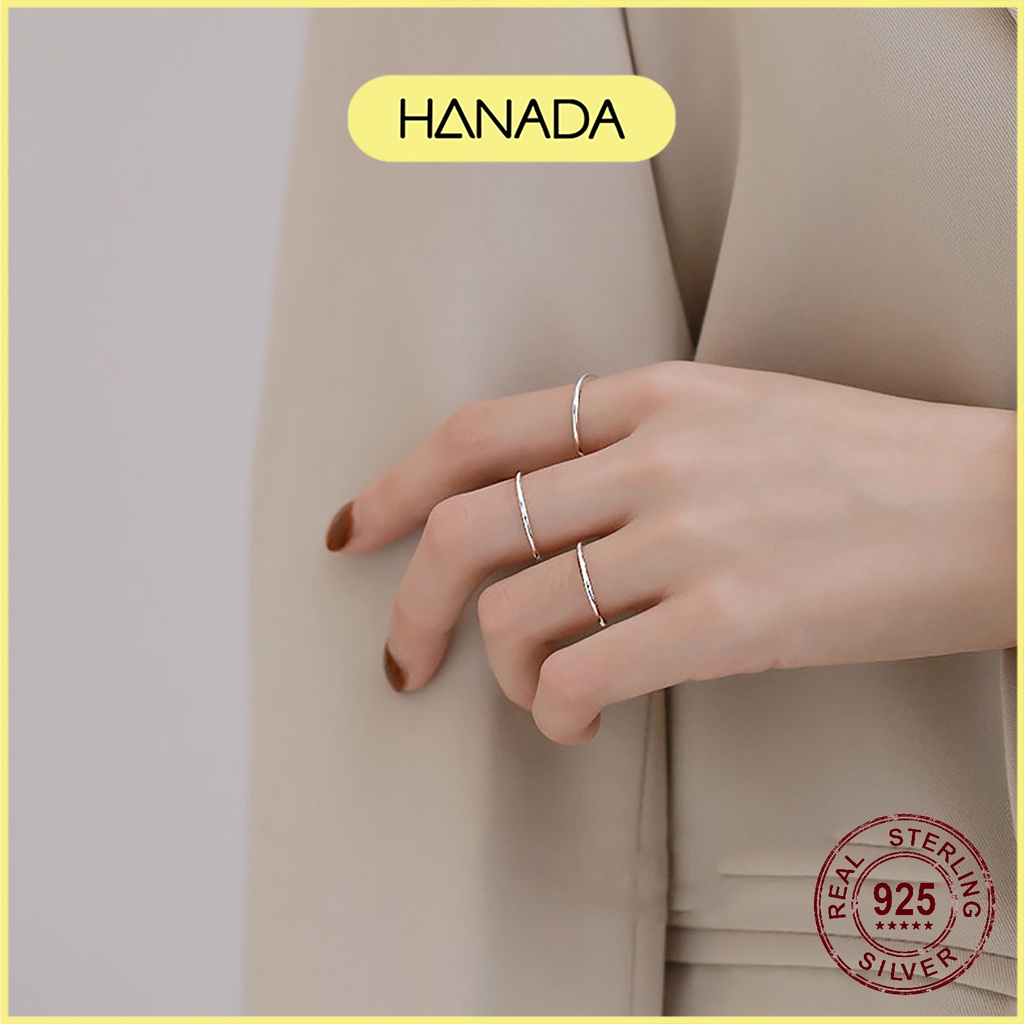 Nhẫn Bạc 925 Hanada 0001 Nhẫn Trơn Mảnh Đơn Giản Không Đá