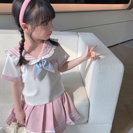 ❀Hàng giao ngay❀4-14 tuổi, quần áo trẻ em Bộ Đồng Phục Áo Sơ Mi + Chân Váy Xếp Ly Phong Cách Preppy Mẫu Mới 2022 Phong Cách Hàn Quốc Thời Trang Mùa Hè Cho Bé Gái