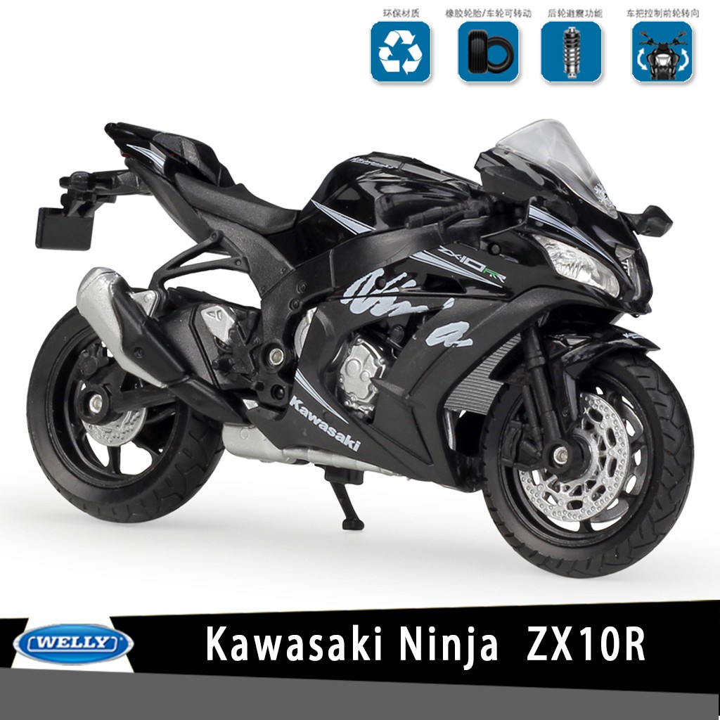 WELLY Mô Hình Xe Mô Tô Kawasaki Ninja ZX10R Tỉ Lệ 1:18