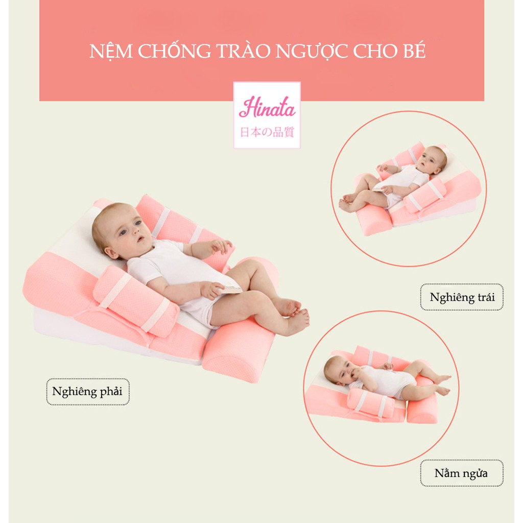 Gối chống trào ngược Hinata Nhật Bản N04 cho trẻ sơ sinh đến 36 tháng - Chống trào ngược, giảm nôn mửa