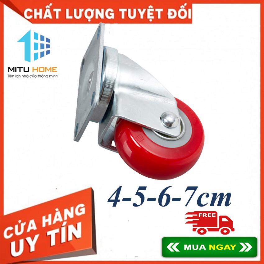 Bánh xe đẩy hàng màu đỏ 4cm, 5cm, 6cm, 7cm xoay 360 - Mituhome - Dùng trong chế tạo cơ khí, làm xe đẩy, chân tủ kính