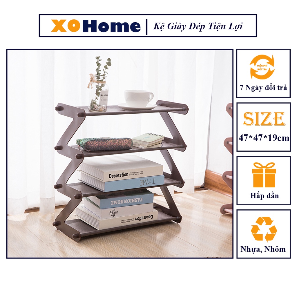 Kệ để giày dép bằng nhựa thông minh 4 tầng 47x47x19cm