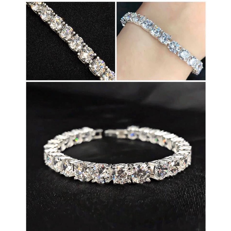 Lắc Tay BẠC Full Đá Tennis Tròn Tinh Tế Sang Trọng