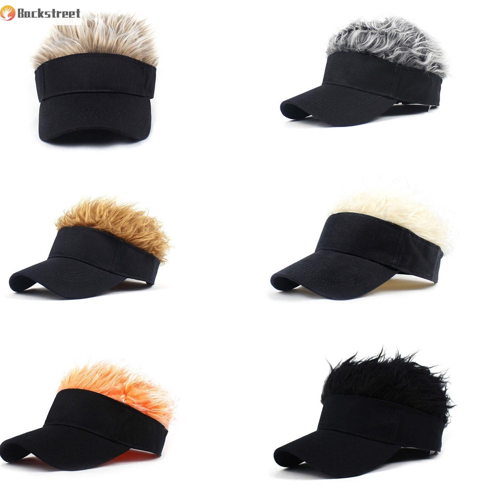 Mũ lưỡi trai phối tóc giả ngắn cotton nhiều màu cho nam nữ dùng khi chơi bóng chày/đánh golf/tập thể thao/nhảy hiphop