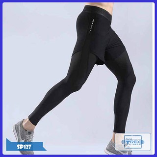 Quần đùi tập gym 2 lớp liền legging Liexing SP127, Quần thể thao nam lót legging - Gym Trex