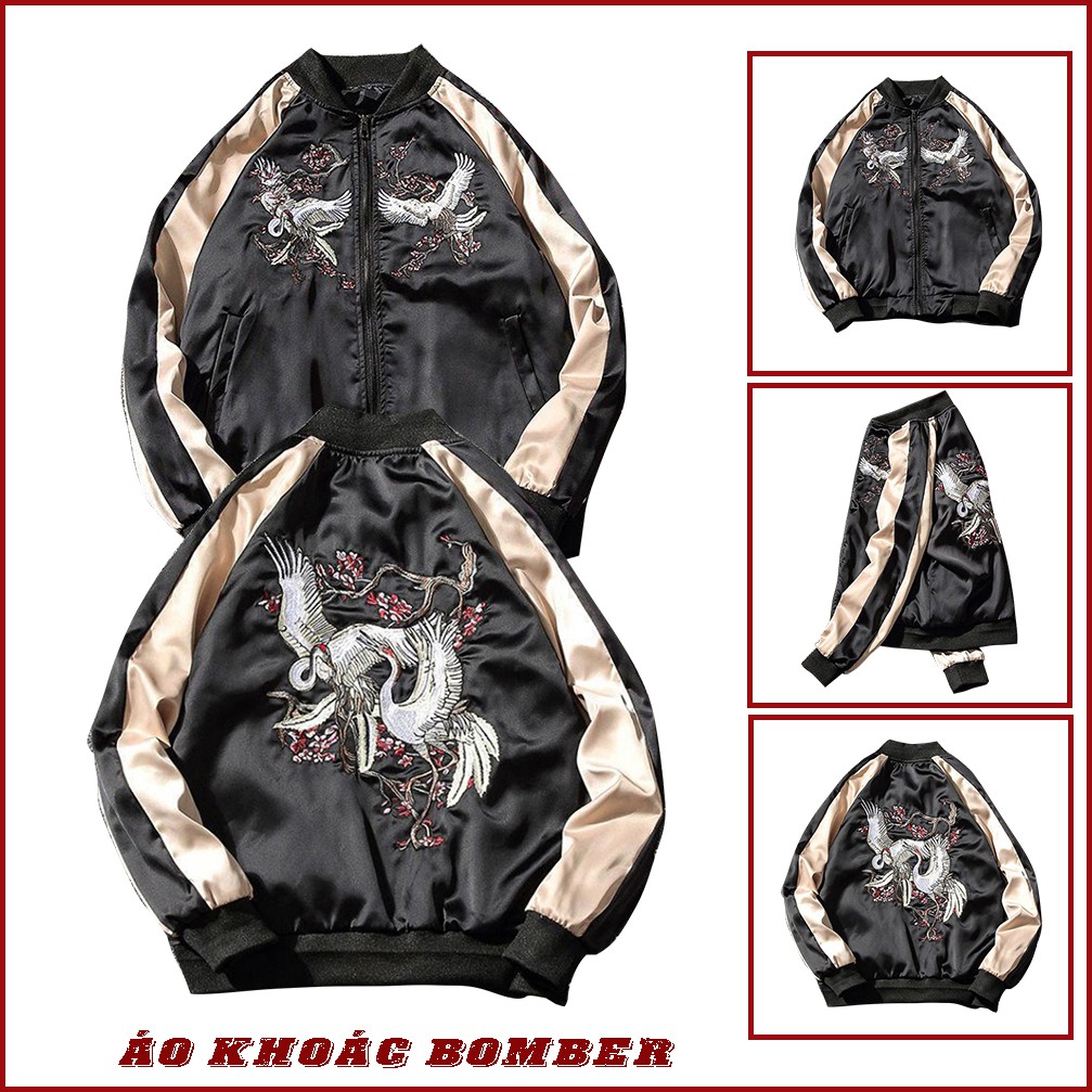 Áo Khoác Nhẹ Bomber Khóa Kéo Phối Hình Chim Uyên Ương Kiểu Dáng Hàn Quốc AO KHOAC NAM 9000028