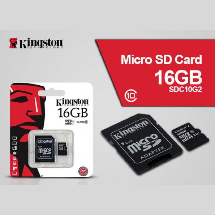 Thẻ nhớ Kingston 16GB - KINGSTON MicroSD Class10 – CHÍNH HÃNG – Bảo hành 5 năm – Kèm Adapter