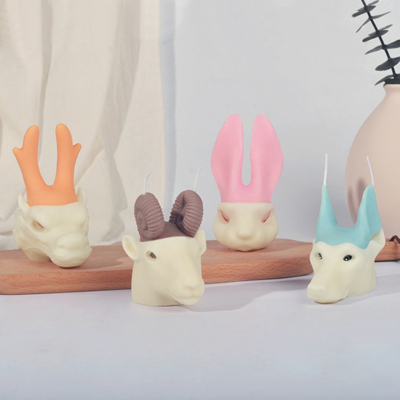 1 Bộ Khuôn Làm Nến / Xà Phòng / Sô Cô La Hình Động Vật Bằng Silicone DIY