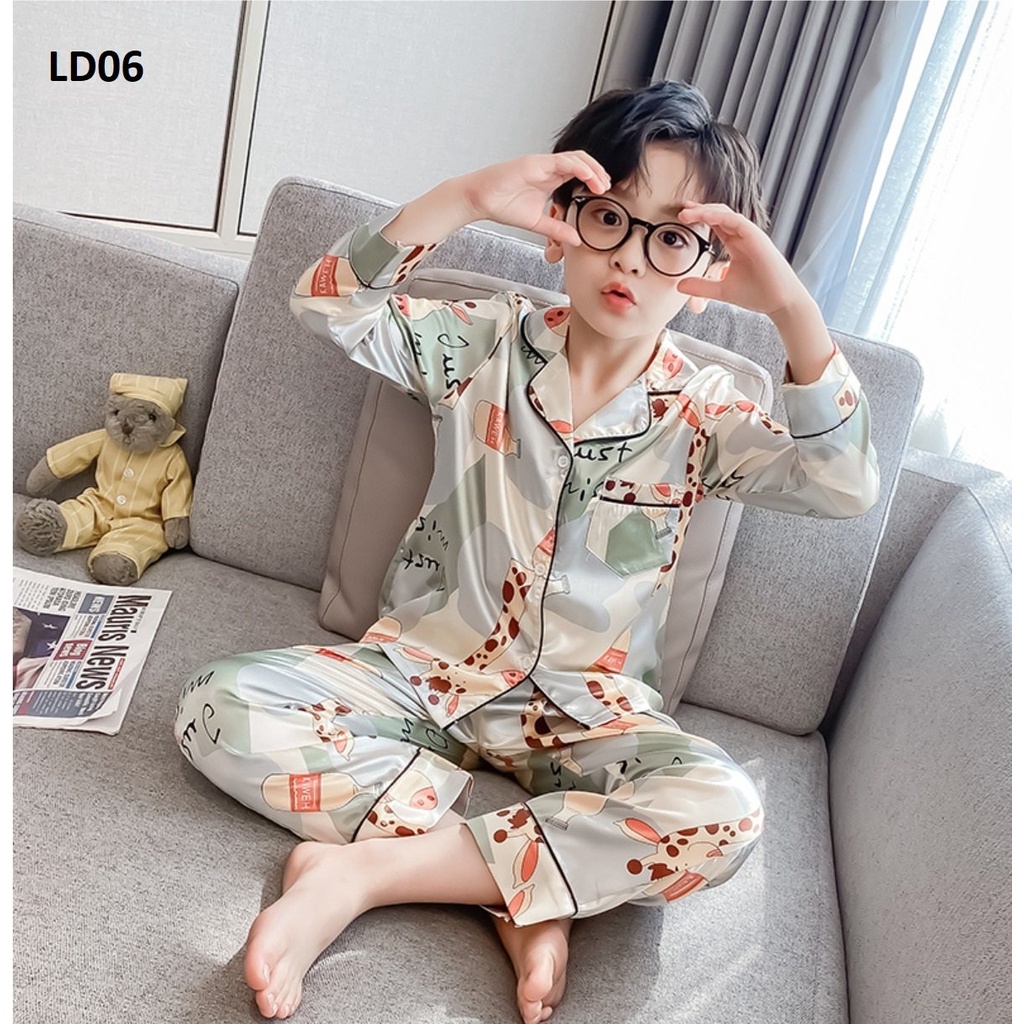 Đồ đồ trẻ con COCA KID cao cấp - bộ đồ pijama  cho bé chất lụa thoáng mát in hình cực đáng yêu Cho Bé Từ 8-39kg