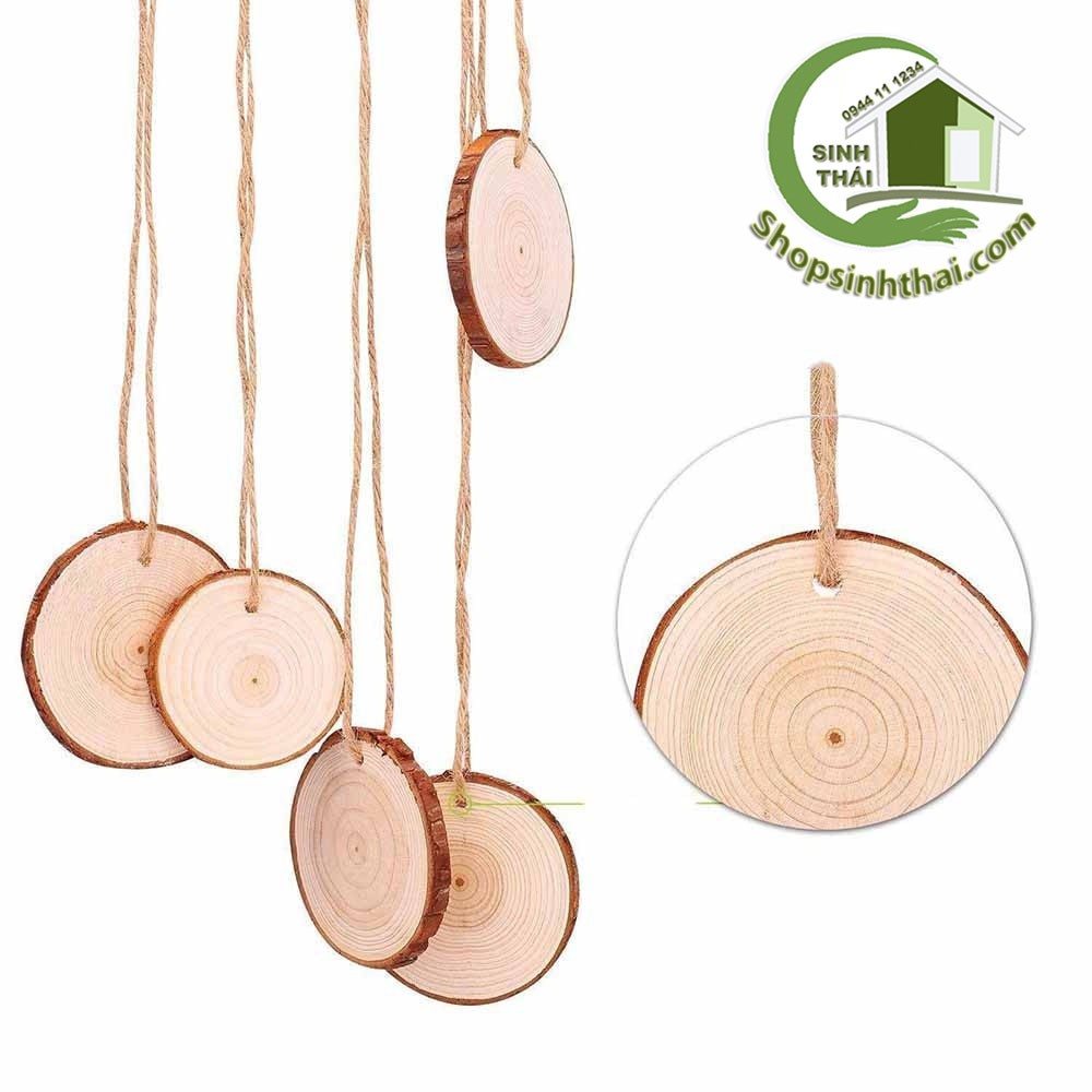 Miếng gỗ tròn - khoanh gỗ tròn trang trí  - gỗ thông tự nhiên - miếng lớn 10cm x dày 1,2cm