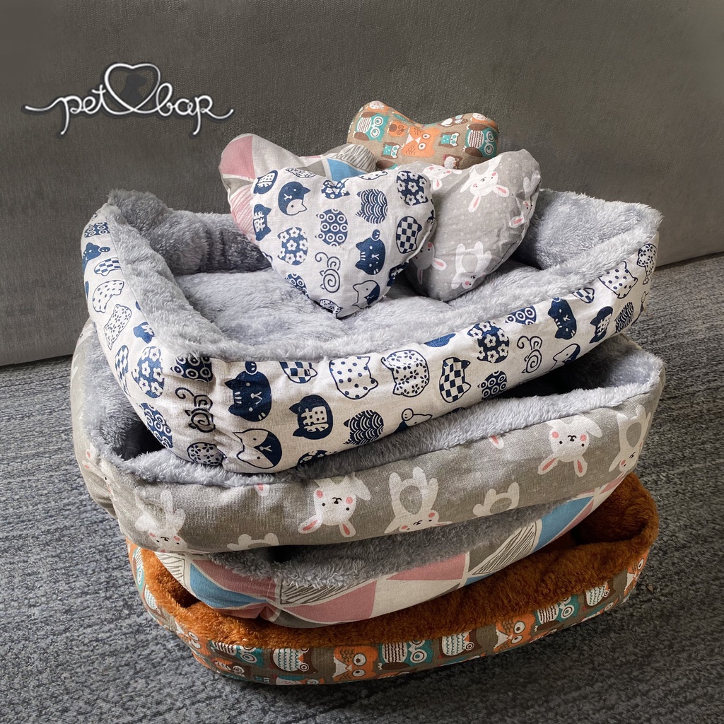 (Ảnh thật) Đệm cho chó mèo Kèm gối trái tim cao cấp, Ổ cho thú cưng dày dặn mẫu mới 2022