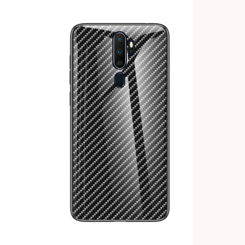 Ốp Lưng Sợi Carbon Mặt Kính Cường Lực Cho Oppo Realme 5 3 Pro Xt A3s A5 A7 A83 A9 2020 F11 Pro F3 F5 F7 F9 Find X K3 R15 Reno 2z