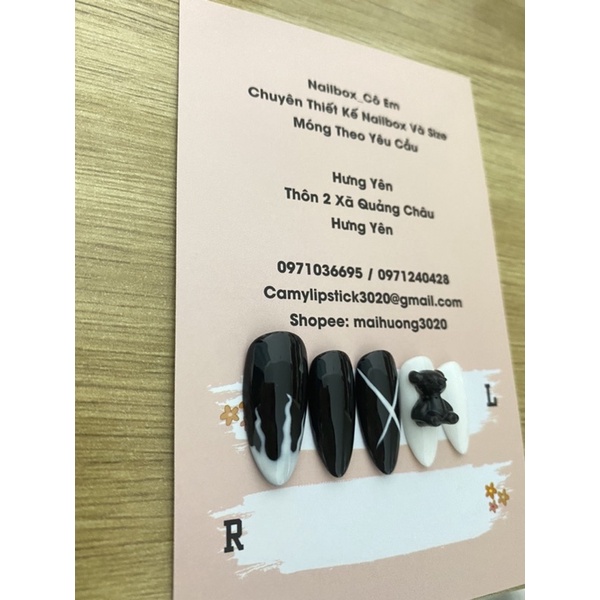 ( Nailbox ) Móng úp thiết kế - Đen Trắng