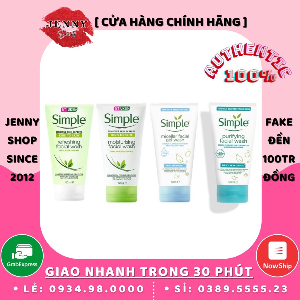 Dòng Sữa Rửa Mặt Simple 150ml