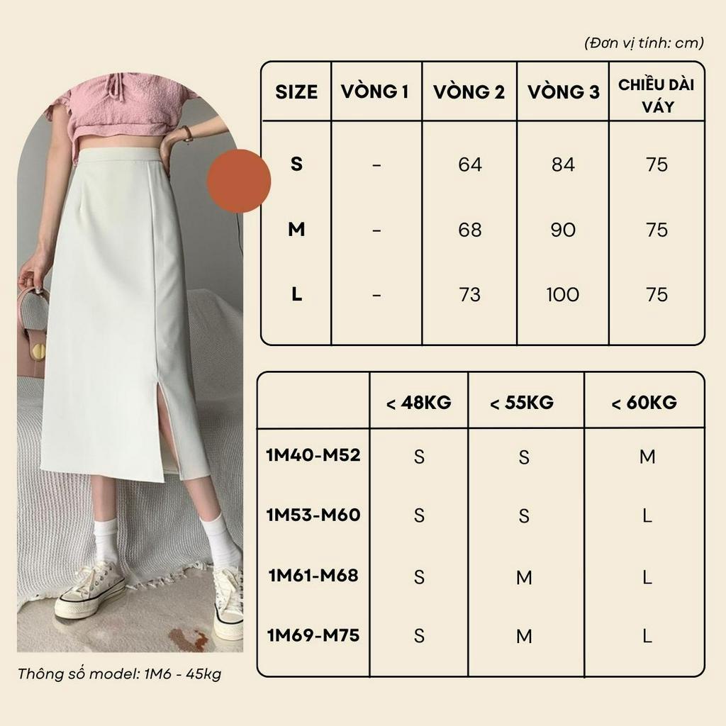 Chân Váy Dài Nữ LOKOSA Chân Váy Đen Chữ A Công Sở Xẻ Tà Thiết Kế Qua Gối Hai Màu Trắng Đen CV001