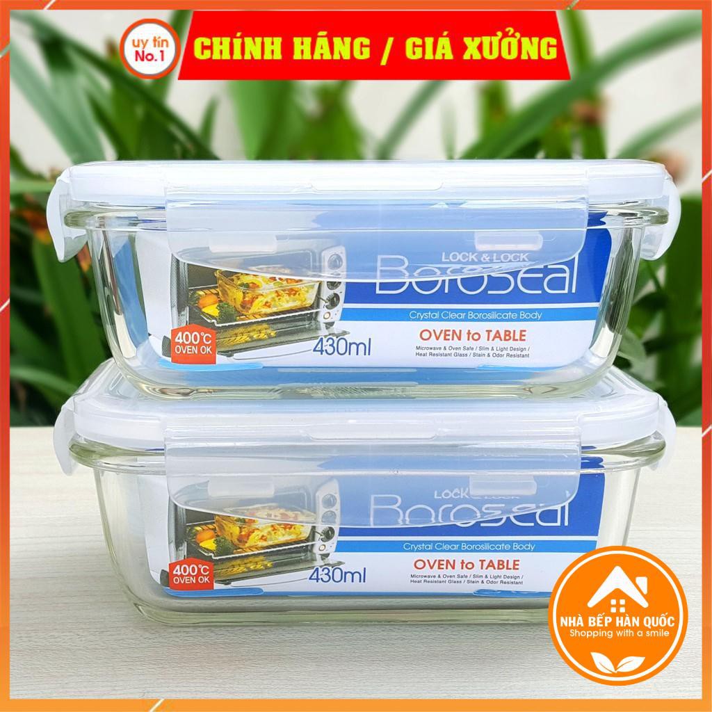 Hộp đựng thực phẩm, hộp đựng thức ăn, hộp bảo quản thực phẩm bằng thủy tinh Lock and Lock LLG424 430ml