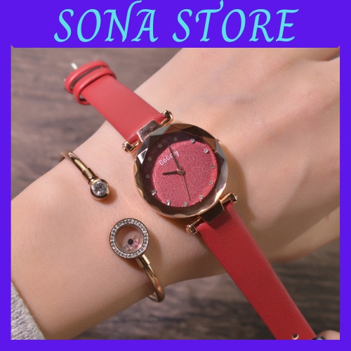 Đồng hồ nữ dây da chính hãng Gogoey mặt tròn đẹp giá rẻ thời trang Hàn thumbnail