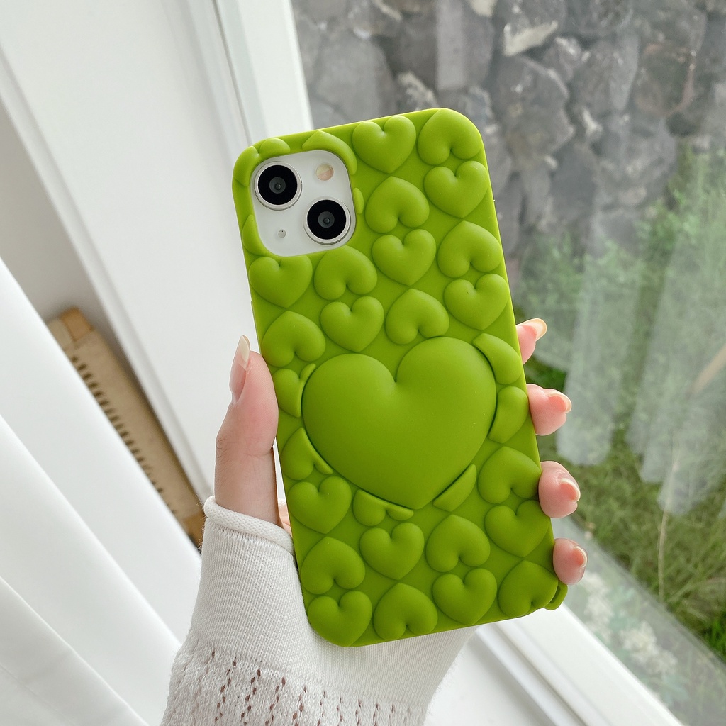 Ốp Điện Thoại Tpu Silicon Mềm Chống Sốc Hình Trái Tim 3D 4 Màu Tùy Chọn Cho iPhone 14 13 12 11Pro XS Max X XR Plus