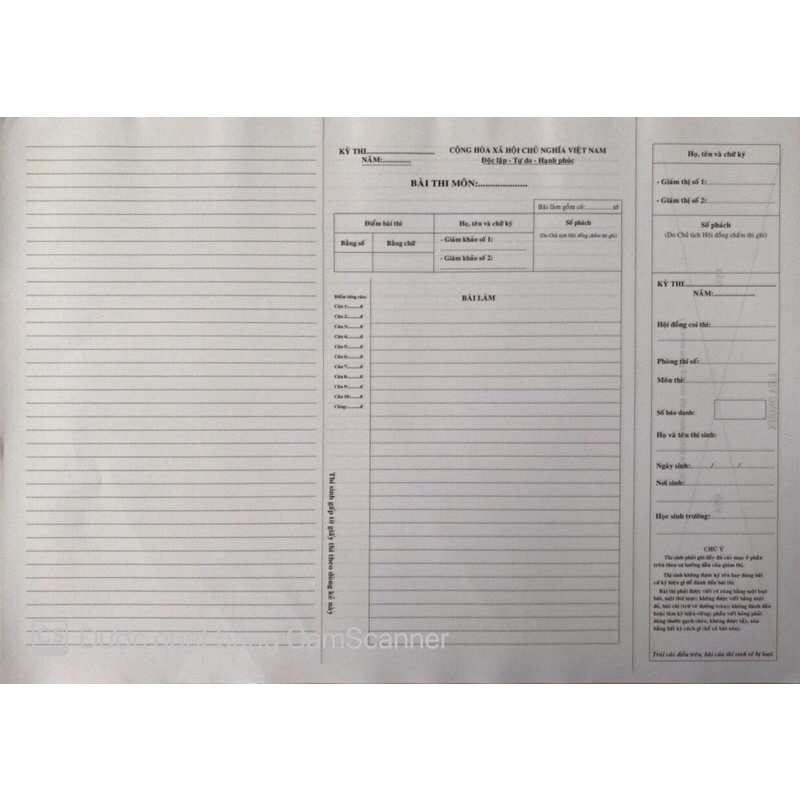 100 Tờ Giấy Thi Phách Dọc Loại Dày