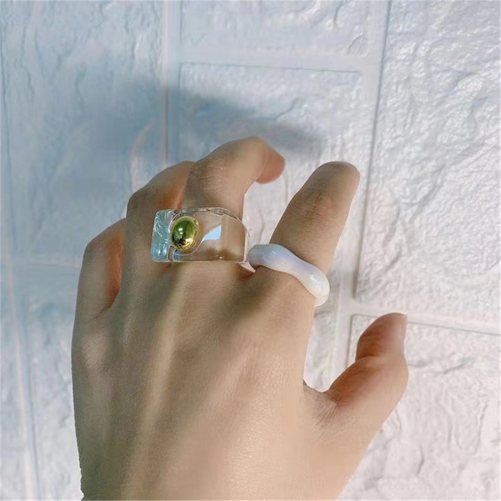 Nhẫn đeo tay bằng nhựa resin phong cách retro thời trang cho nữ