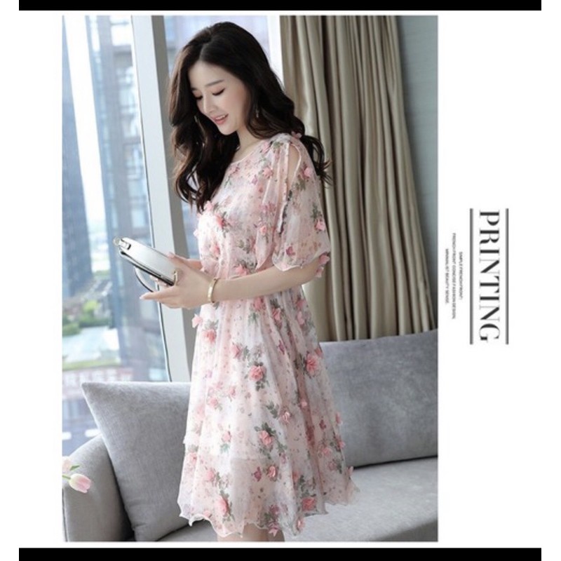 [Video Thật] Đầm Xoè Hoa Nổi Hồng Eo Thun Cao Cấp Chất Vơn Siêu Mát Đầm Váy Thiết Kế Phù Hợp Dạ Hội Du Lịch Cực Xinh | BigBuy360 - bigbuy360.vn