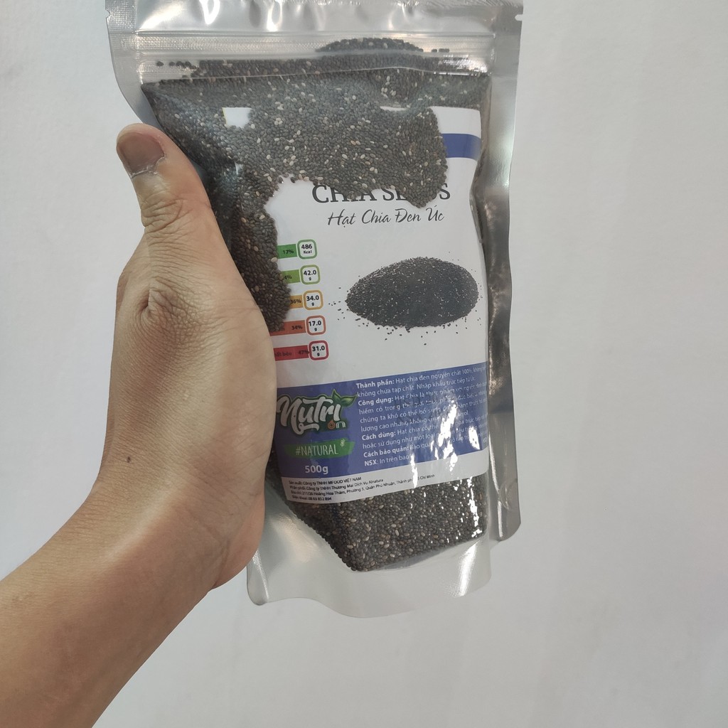 Hạt chia Úc thương hiệu Nutrion Store mới nhất túi 500g ít hạt lép