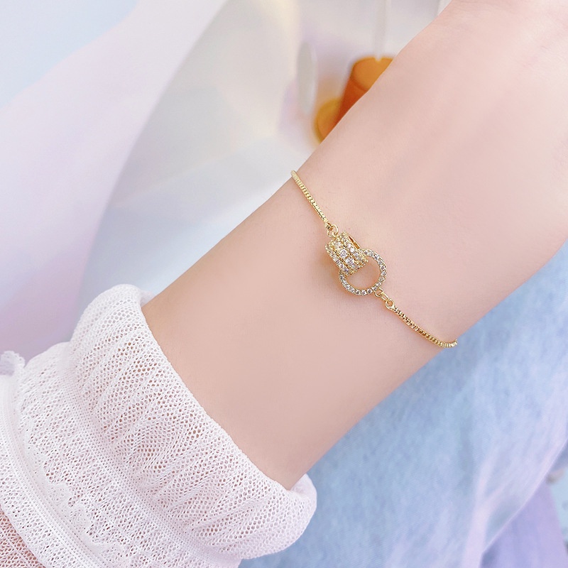 Vòng tay mạ vàng 18K đính đá zircon kiểu dáng đơn giản