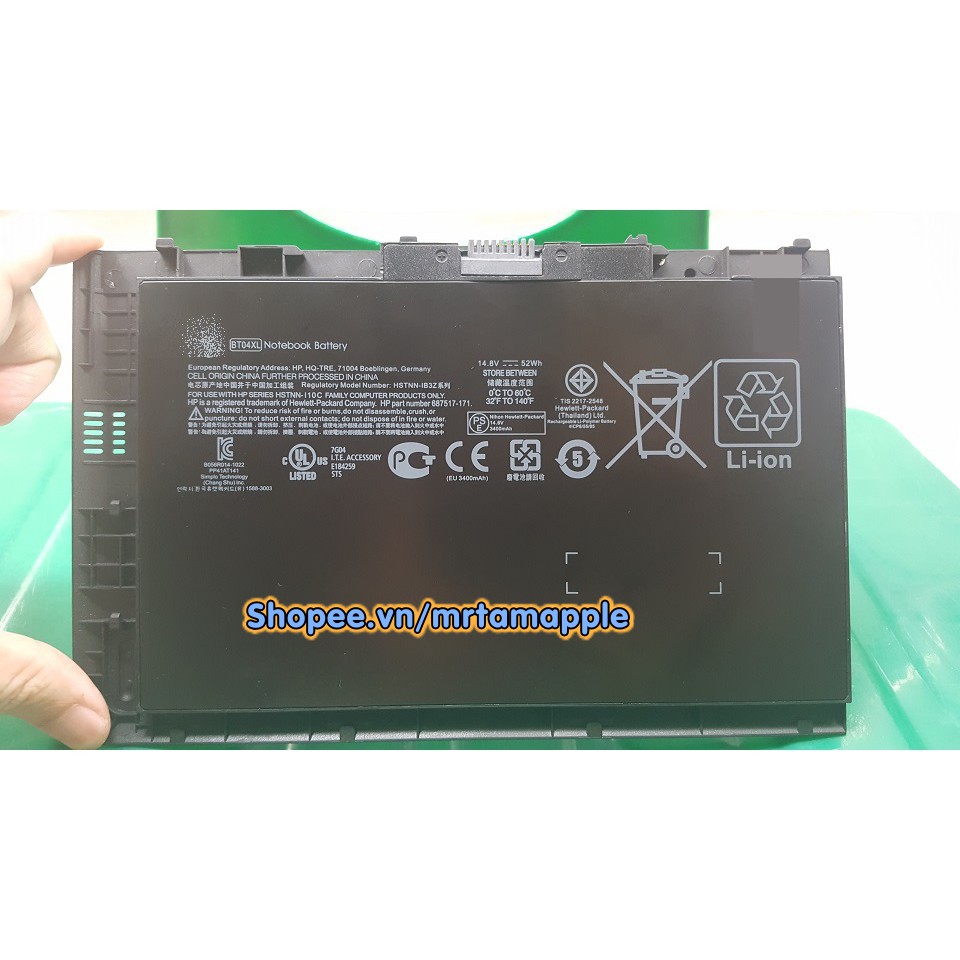 Pin Laptop HP FOLIO 9470M (BT04XL) (ZIN) - 4 CELL - EliteBook Folio 9470M 9480M, BT04 BT04XL H4Q47AA H4Q48A