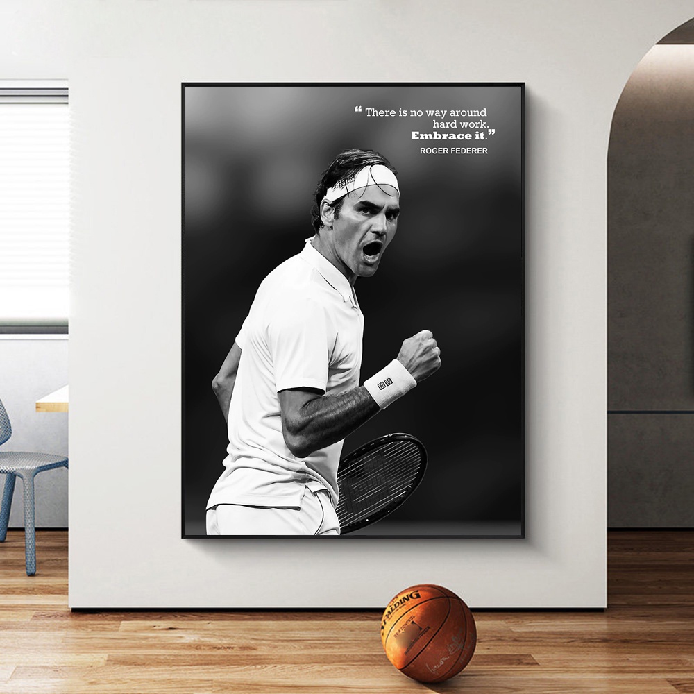 Tay vợt nổi tiếng Roger Federer Tranh Canvas Nhà Phòng ngủ Trang trí tường Poster Hình ảnh