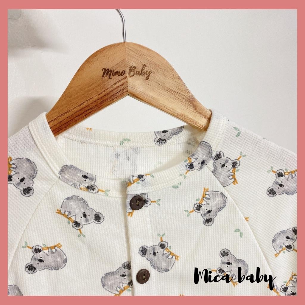 Bộ quần áo thu đông kiểu dáng cài cúc cho bé trai bé gái chất liệu cotton tổ ong dễ thương QA35 Mica Baby