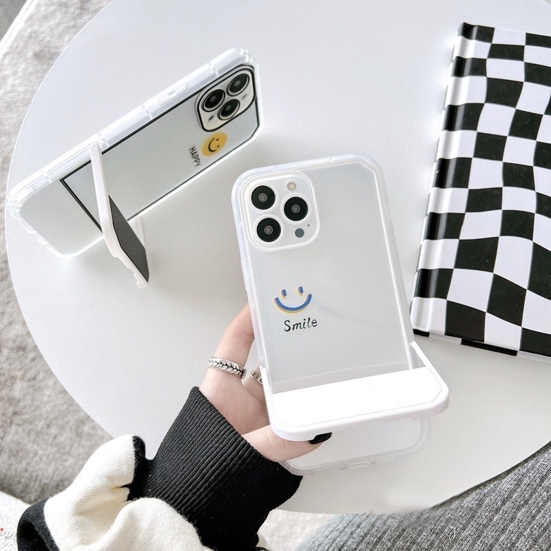 Ốp Điện Thoại Tpu In Hình Mặt Cười Có Giá Đỡ Ẩn Cho IPhone 11 12 13 Pro MAX 6 7 8 Plus X XS MAX XR