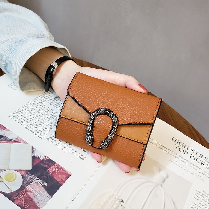 Wallete Ví thời trang nữ 2022 Âu Mỹ màu trơn nhỏ gọn