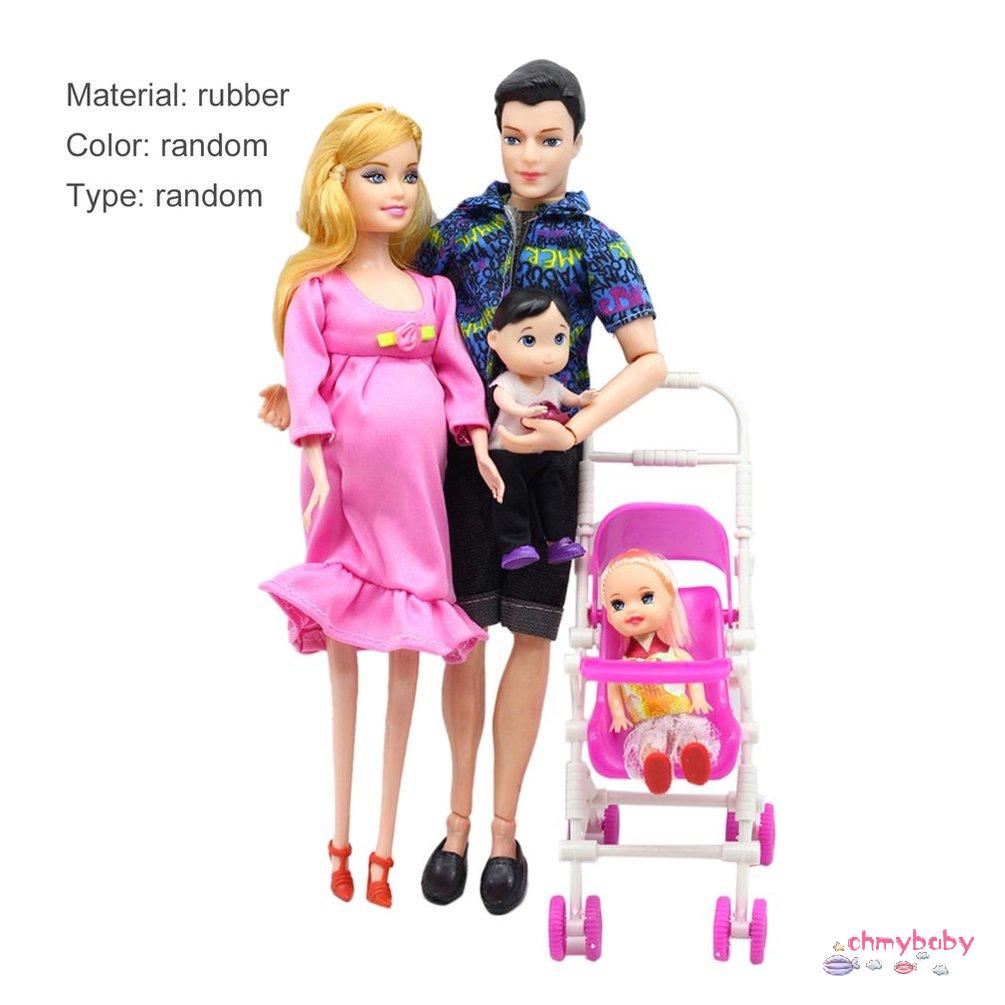 Set 5 búp bê mang thai mẹ và con trai + 2 xe đẩy em bé