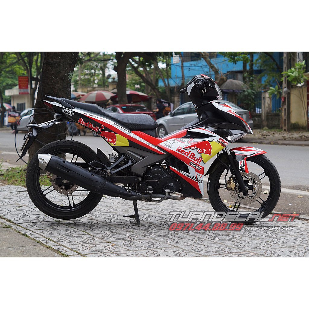 Tem Trùm Exciter 150 red bull đỏ trắng - Tặng tem vành phản quang trị giá 130.000đ